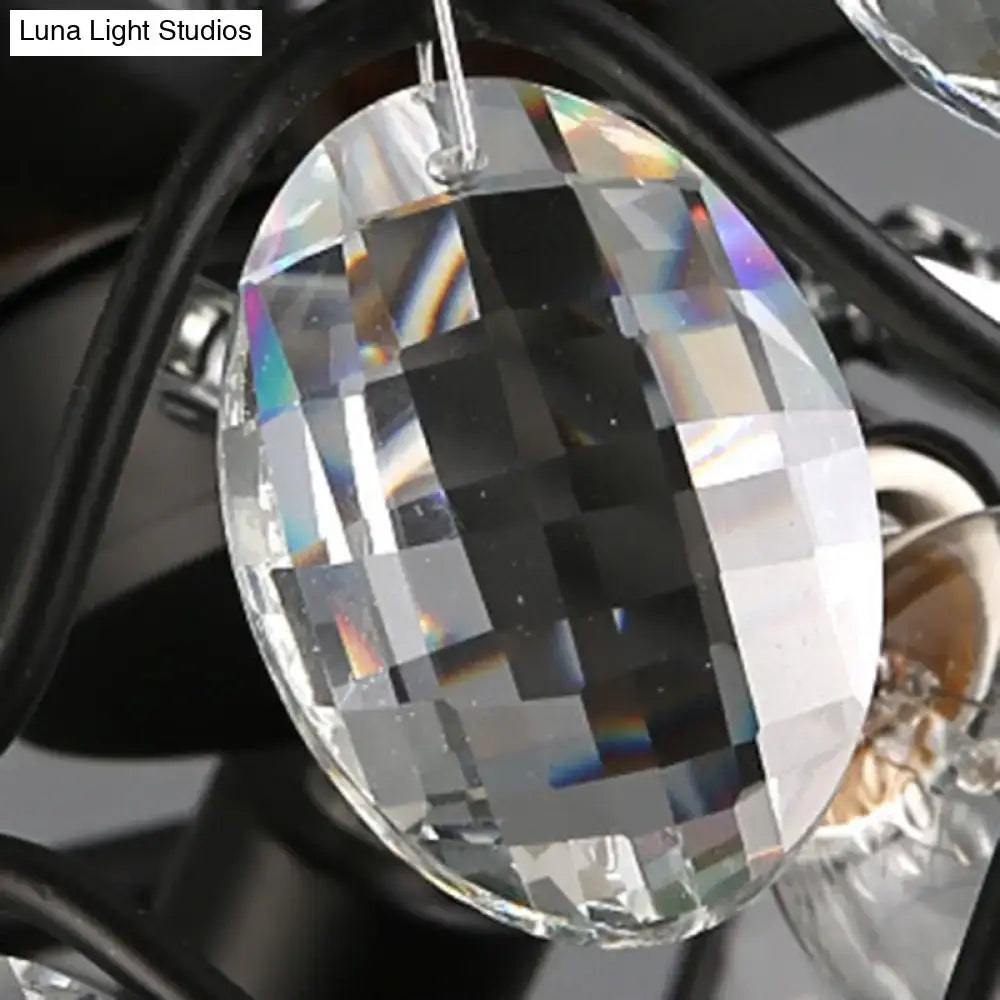 Vintage black crystal oval hanging light dining room chandelier
