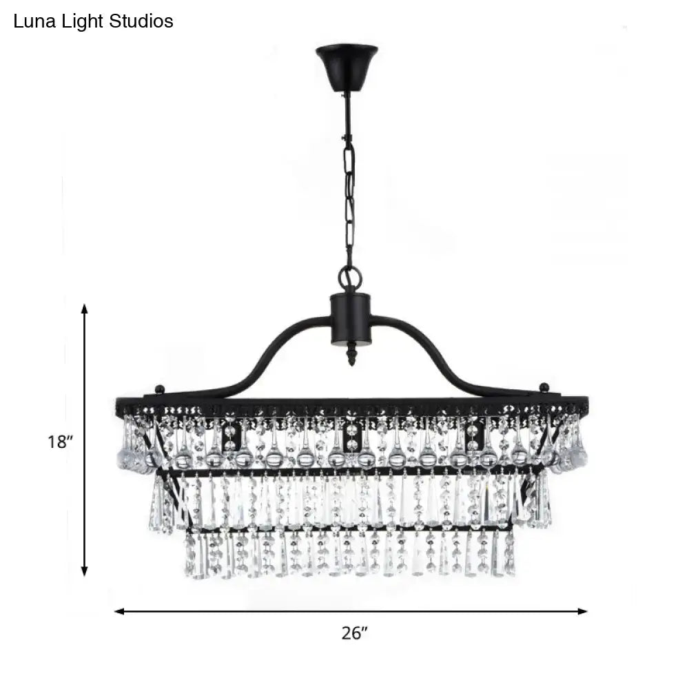 Vintage black crystal shade chandelier dining room ceiling light