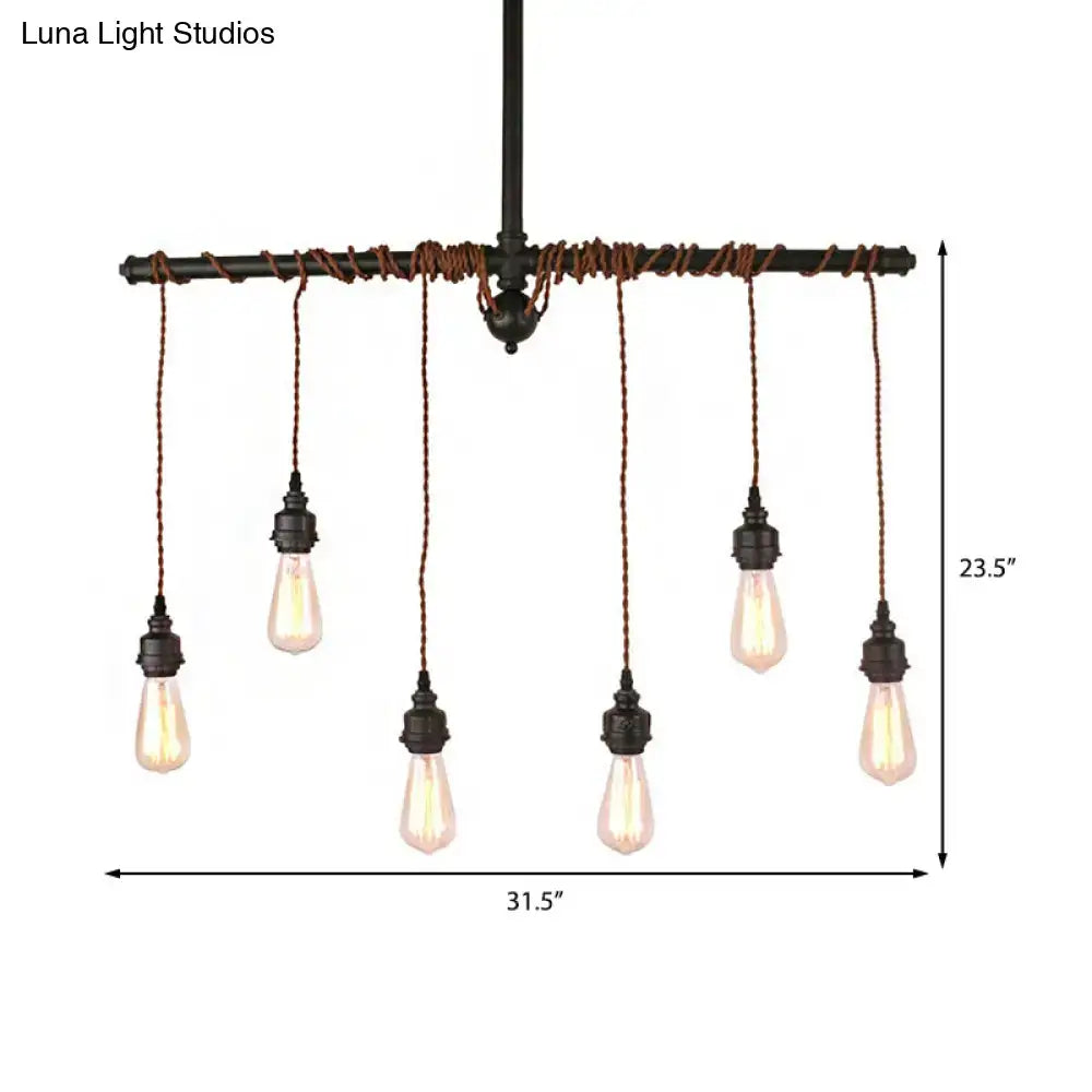 Vintage black finish tubing pendant lamp for dining room