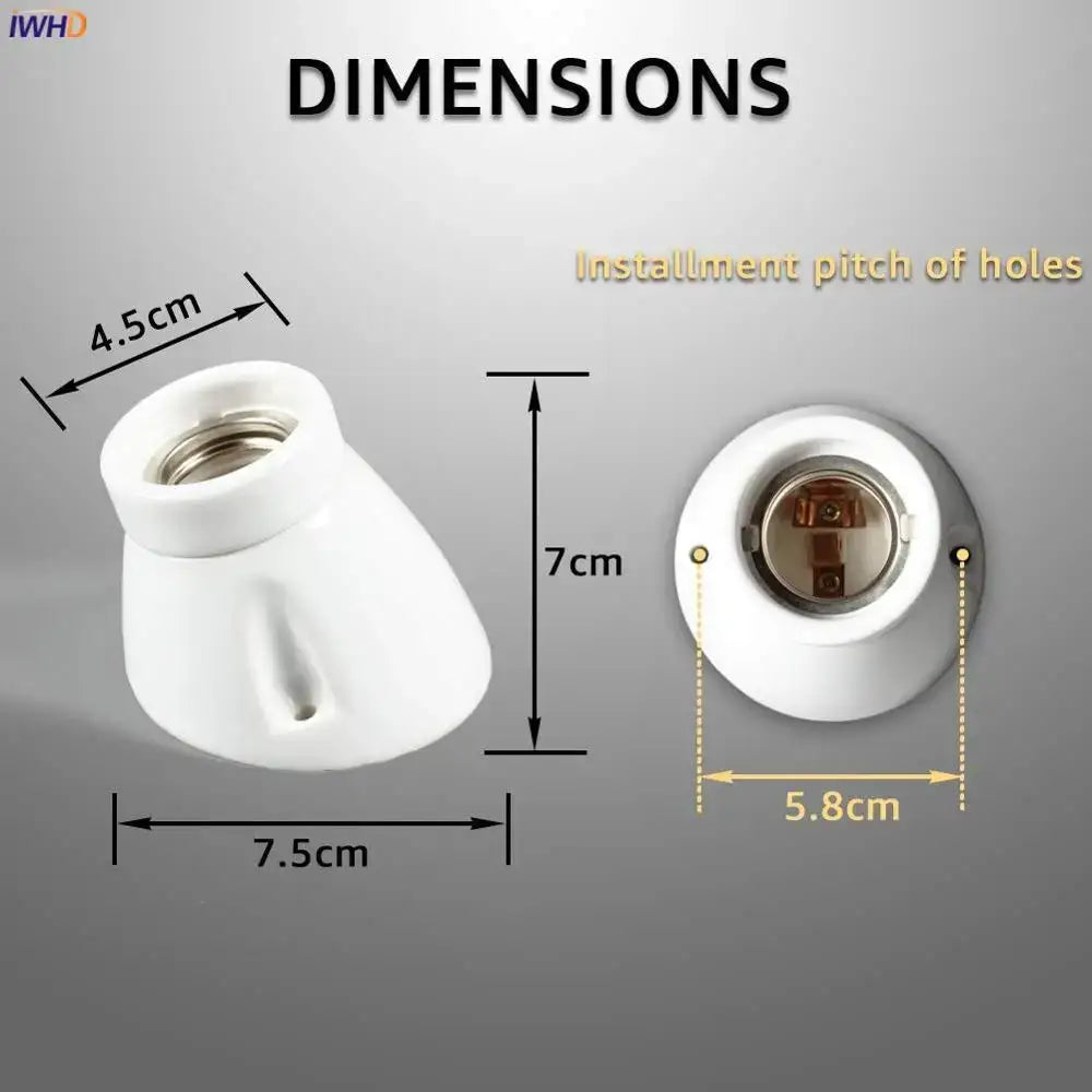 Vintage black glossy ceramic lamp holder socket for bedroom table light