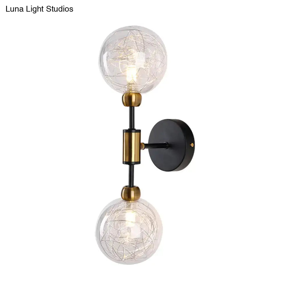 Vintage black & gold clear glass wall sconce bedroom e26 e27 light