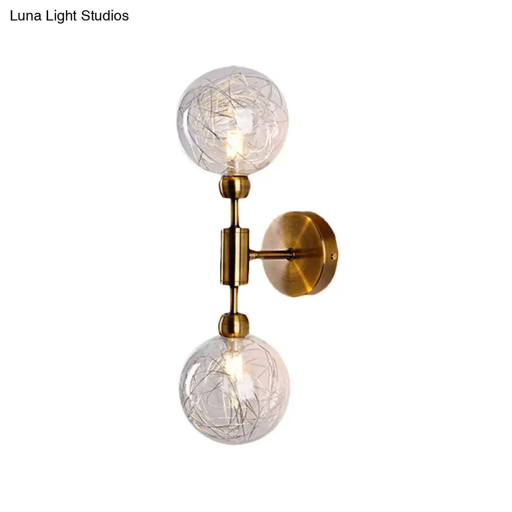 Vintage black & gold clear glass wall sconce bedroom e26 e27 light