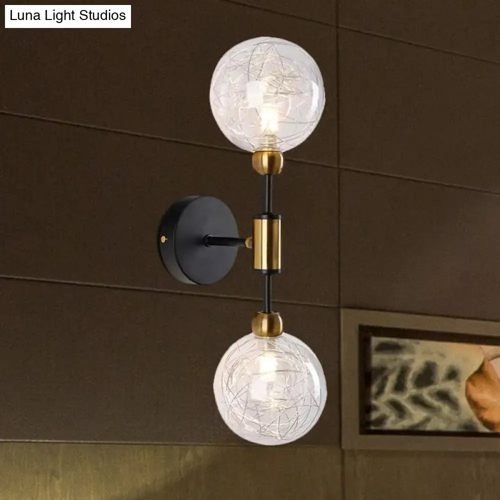Vintage black & gold clear glass wall sconce bedroom e26 e27 light