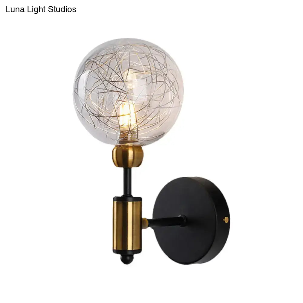 Vintage black & gold clear glass wall sconce bedroom e26 e27 light
