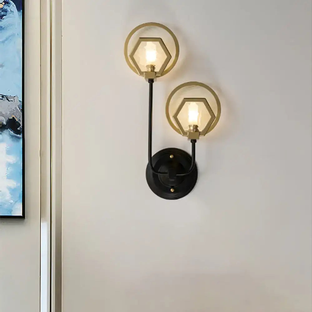 Vintage black & gold geometric wall lamp living room light