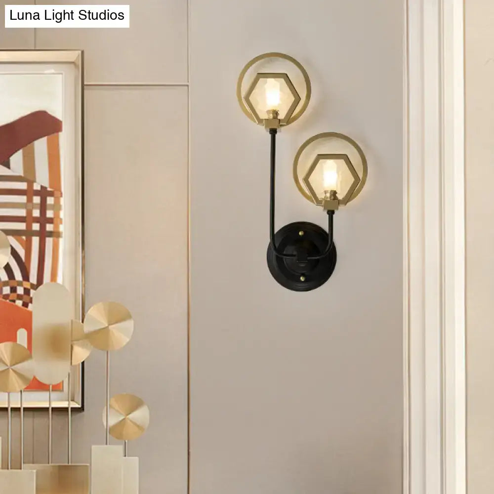 Vintage black & gold geometric wall lamp living room light