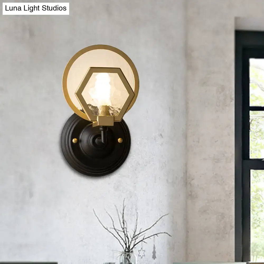 Vintage black & gold geometric wall lamp living room light