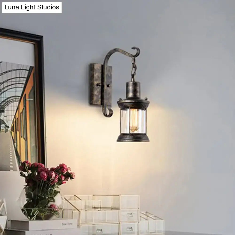 Vintage black lantern wall sconce light fixture dining room lighting