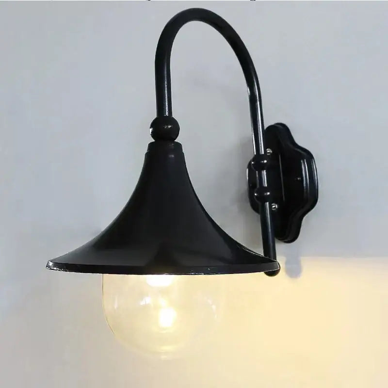 Vintage black outdoor wall lamp garden sconce with clear glass shade