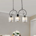 Vintage black prismatic crystal ceiling light for dining room