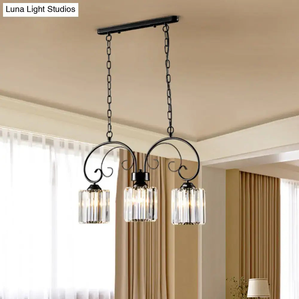 Vintage black prismatic crystal ceiling light for dining room