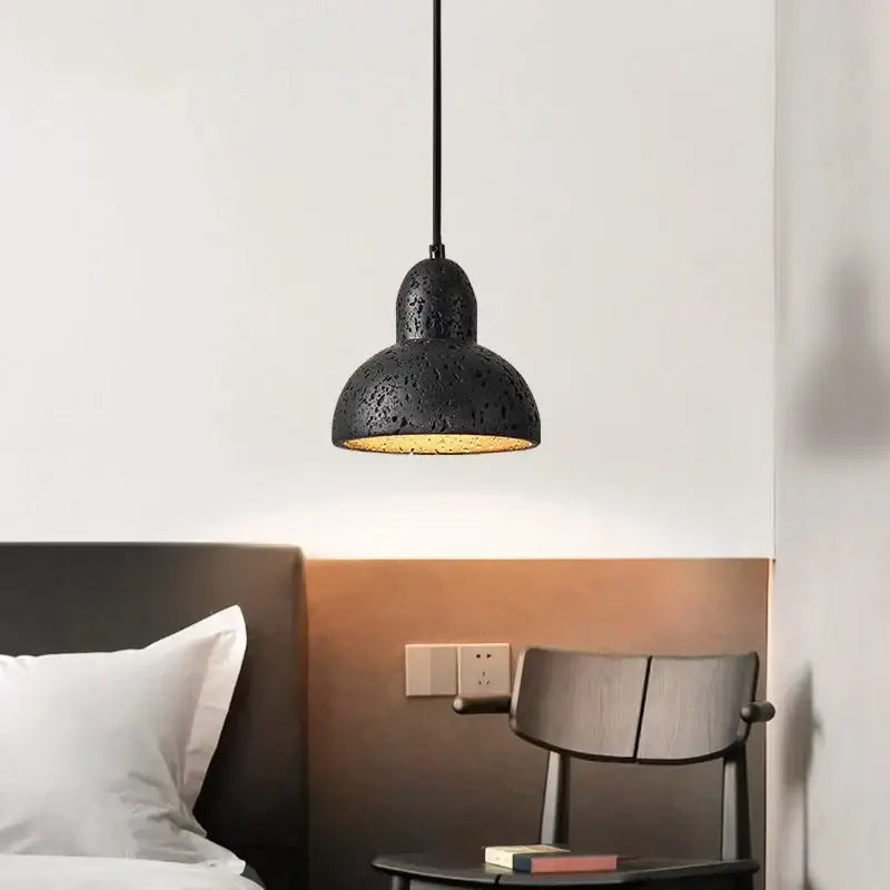 Vintage black travertine led pendant light for living room