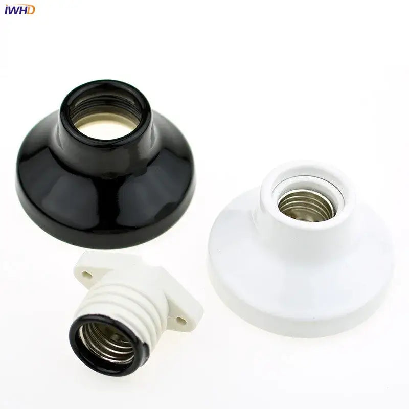 Vintage black & white ceramic lamp holder base bedroom socket