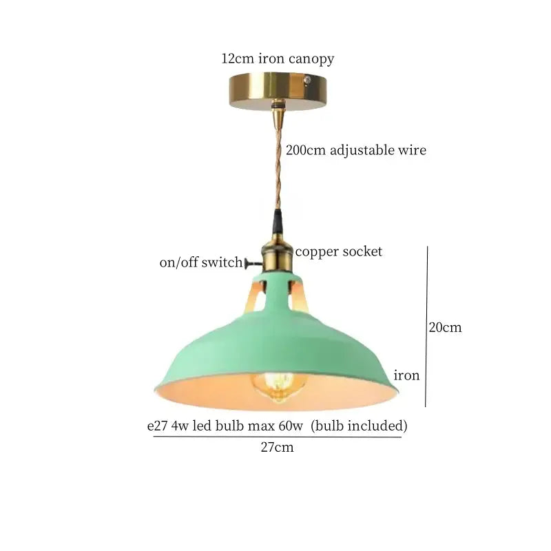 Vintage blue iron art pendant light kitchen ceiling lamp
