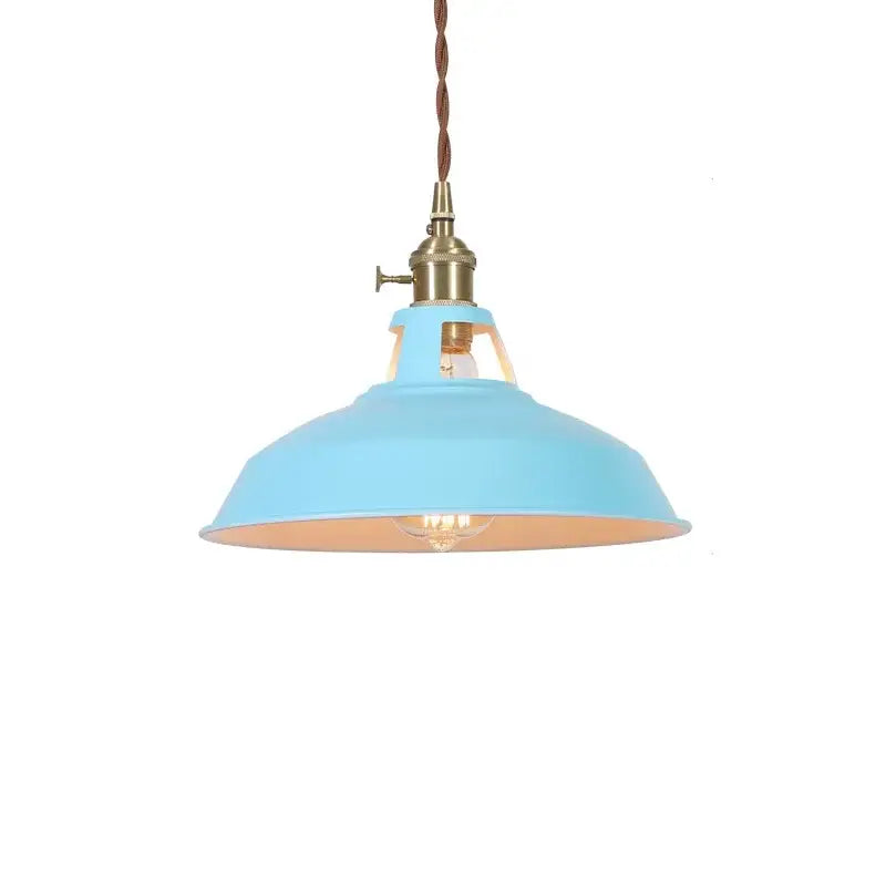 Vintage blue iron art pendant light kitchen ceiling lamp