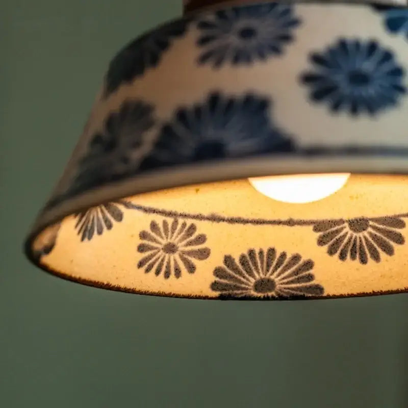 Vintage blue & white ceramic led pendant light for dining room
