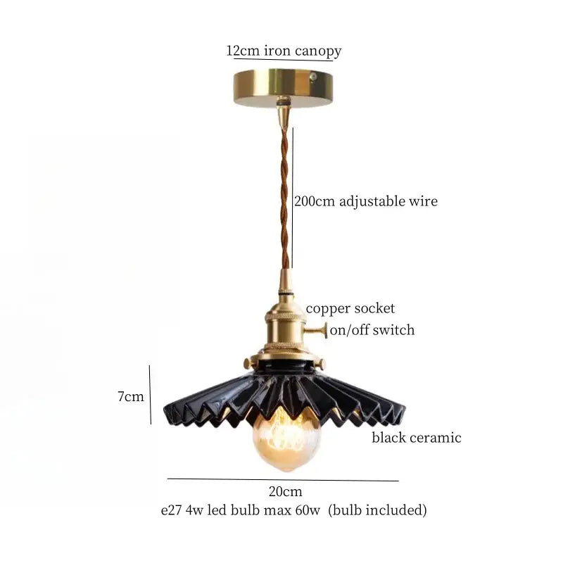 Vintage blue & white ceramic led pendant light for dining room