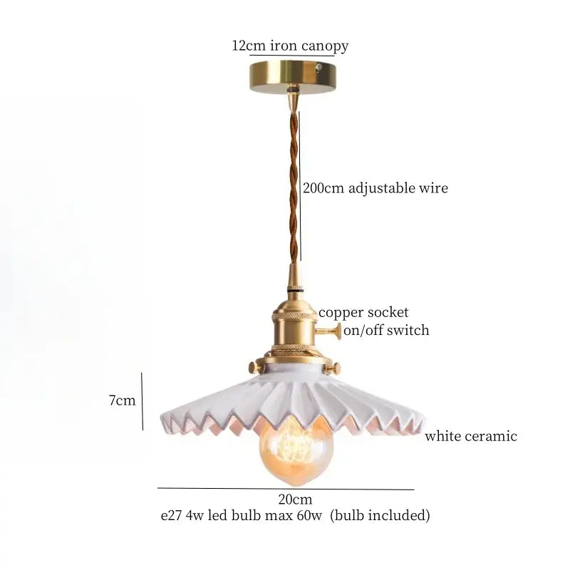 Vintage blue & white ceramic led pendant light for dining room