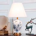 Vintage blue & white porcelain table lamp bedroom floral ceramic light