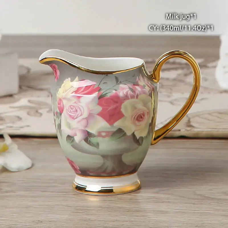 Vintage bone china milk jug with gold trim dining room creamer