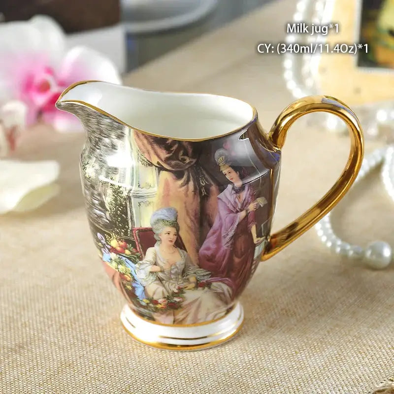 Vintage bone china milk jug with gold trim dining room creamer