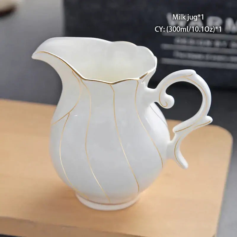 Vintage bone china milk jug with gold trim dining room creamer