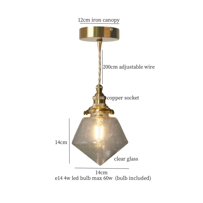 Vintage brass amber glass pendant light for kitchen island