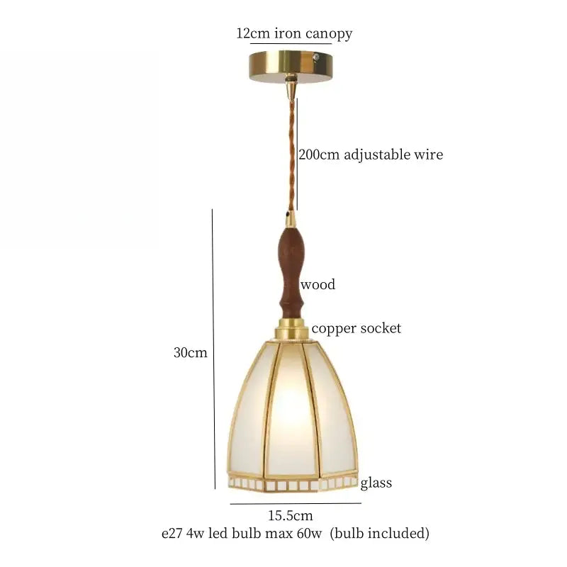 Vintage brass amber glass pendant light for kitchen island