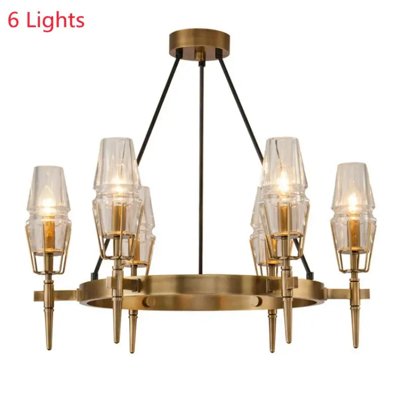 Vintage brass ana chandelier dining room glass pendant light
