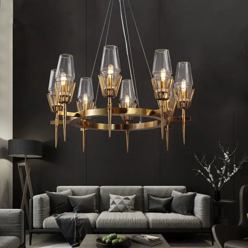 Vintage brass ana chandelier dining room glass pendant light