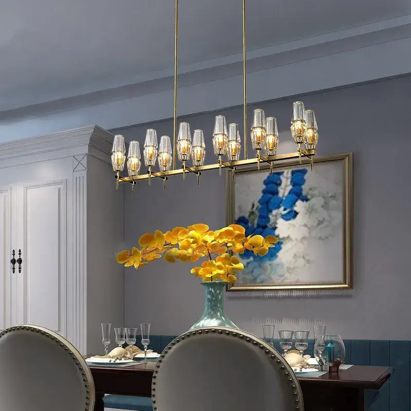 Vintage brass ana chandelier dining room glass pendant light