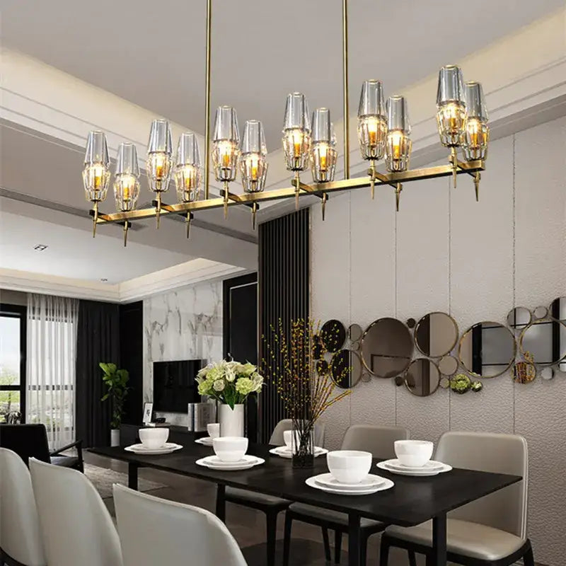 Vintage brass ana chandelier dining room glass pendant light