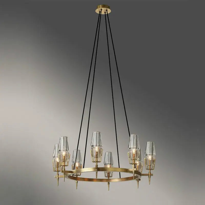 Vintage brass ana chandelier dining room glass pendant light