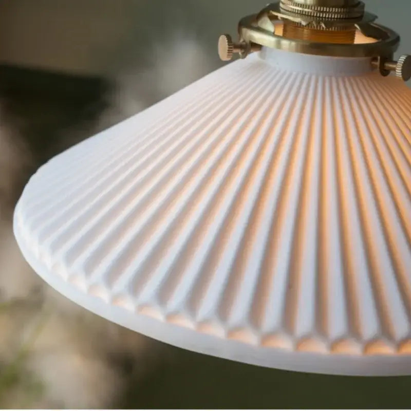Vintage brass and off-white ceramic led pendant light for dining room