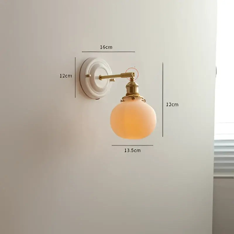 Vintage brass and ribbed glass led wall light bedroom sconce