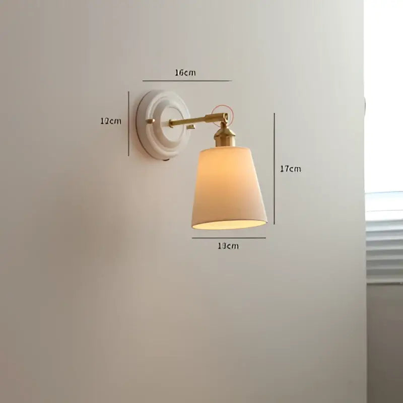 Vintage brass and ribbed glass led wall light bedroom sconce