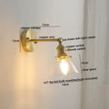 Vintage brass ceramic led wall light with ribbed glass bedroom sconce