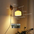 Vintage brass ceramic led wall sconce with ribbed glass for bedroom