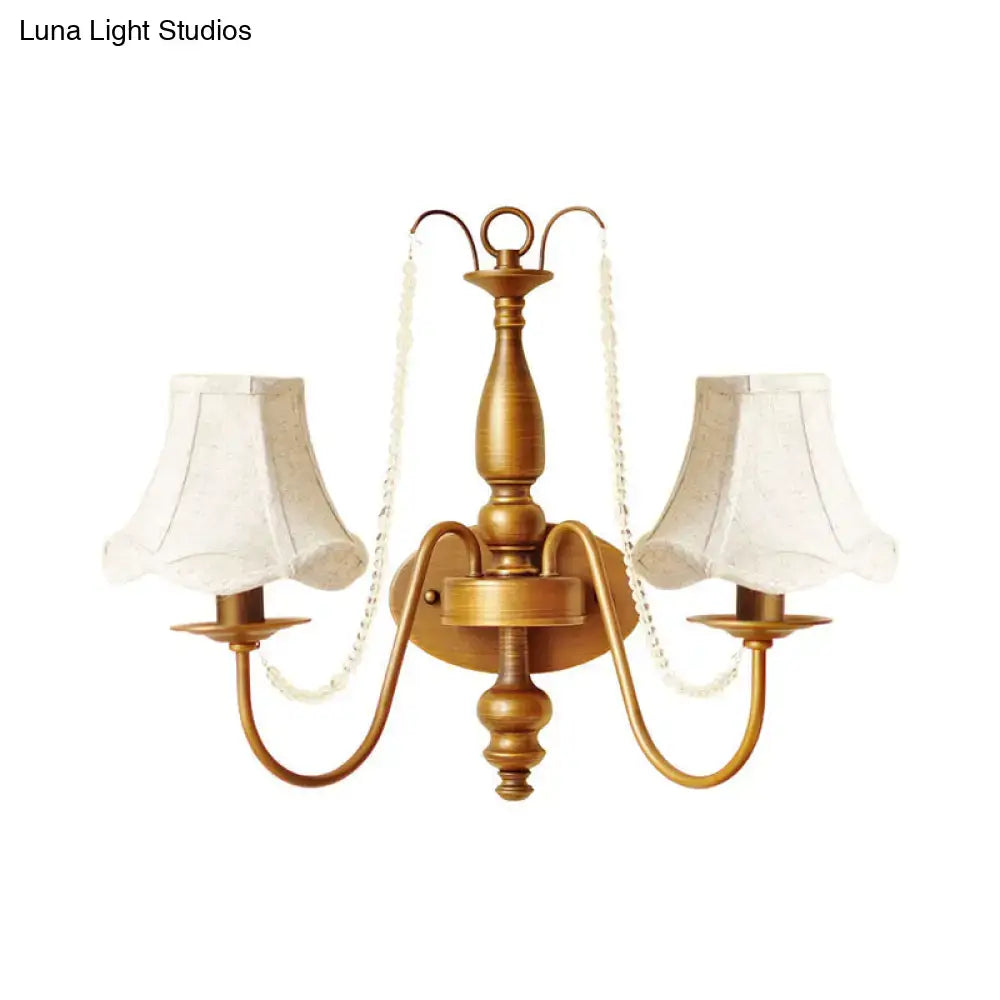 Vintage brass crystal bead wall sconce bedroom candle light