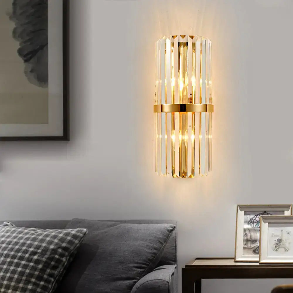 Vintage brass crystal wall lamp for living room