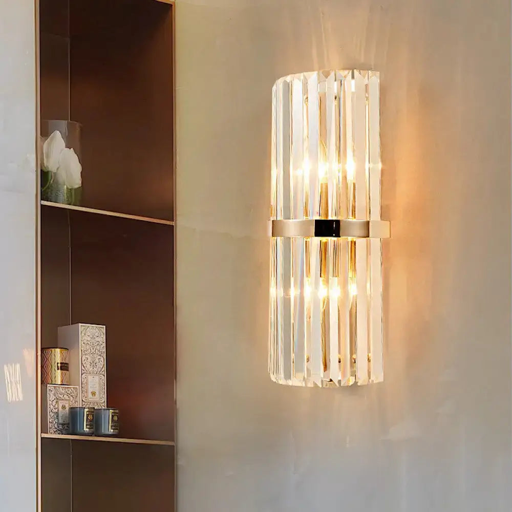 Vintage brass crystal wall lamp for living room