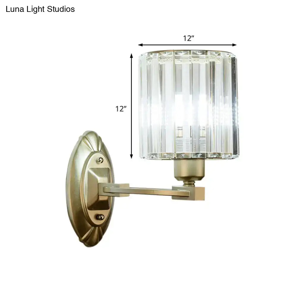 Vintage brass crystal wall light fixture for living room