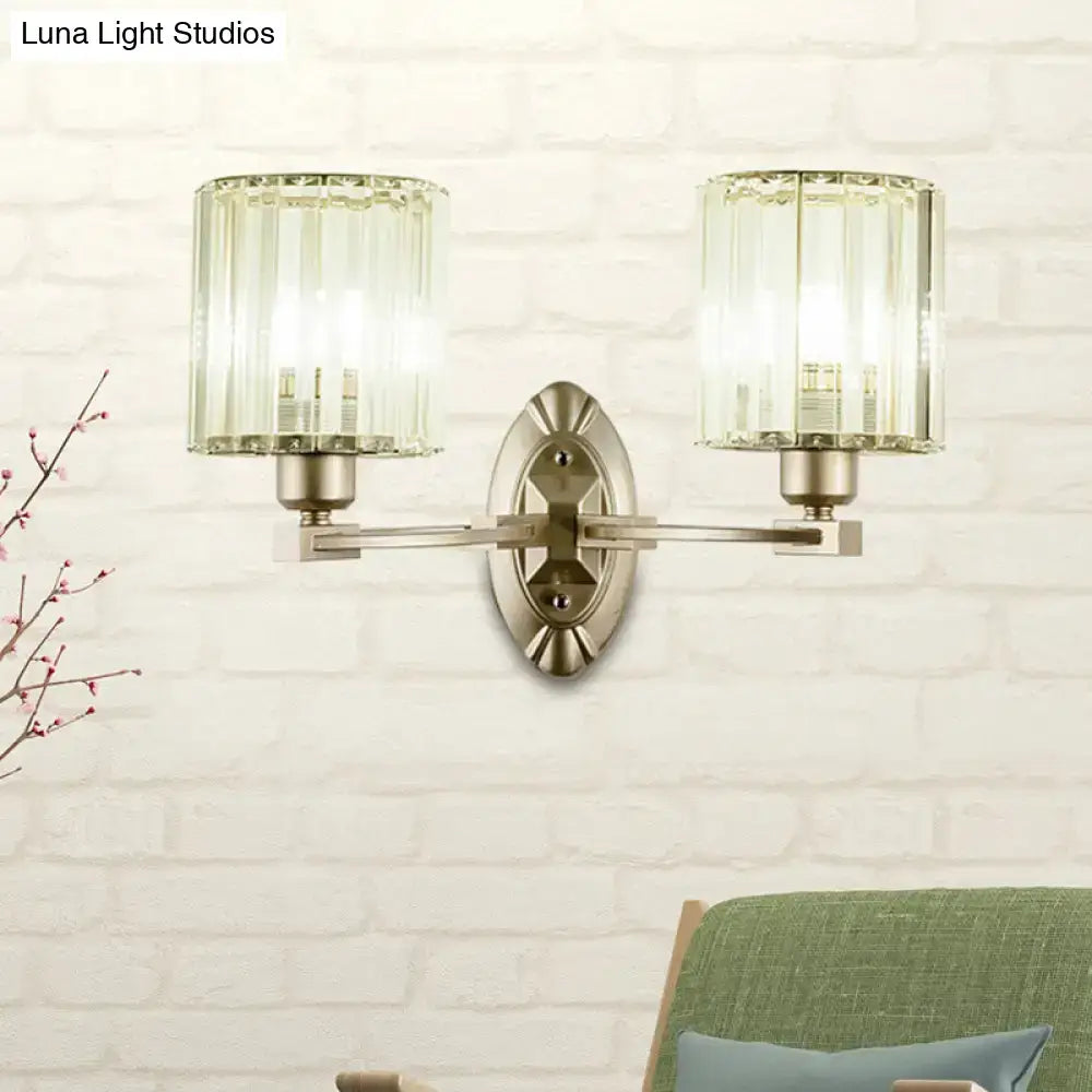 Vintage brass crystal wall light fixture for living room