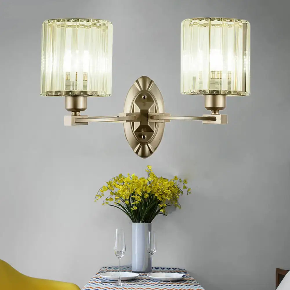 Vintage brass crystal wall light fixture for living room
