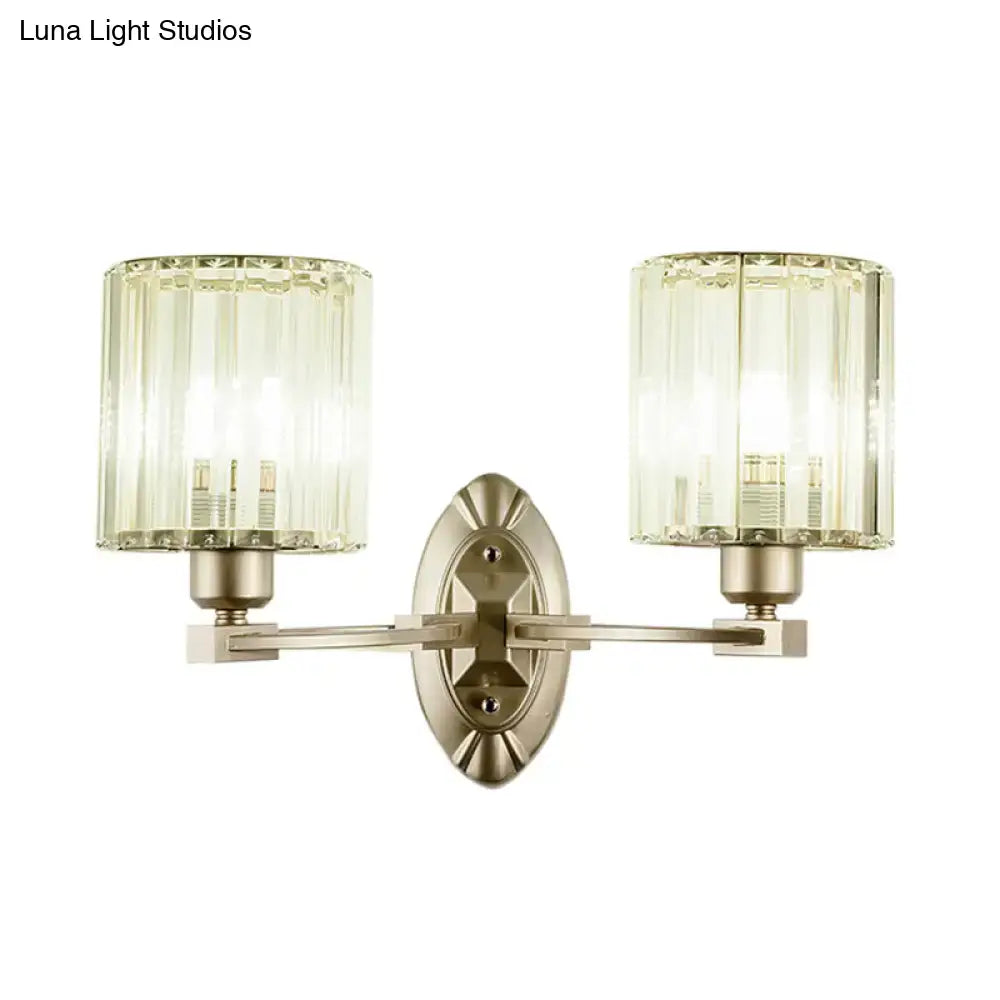Vintage brass crystal wall light fixture for living room
