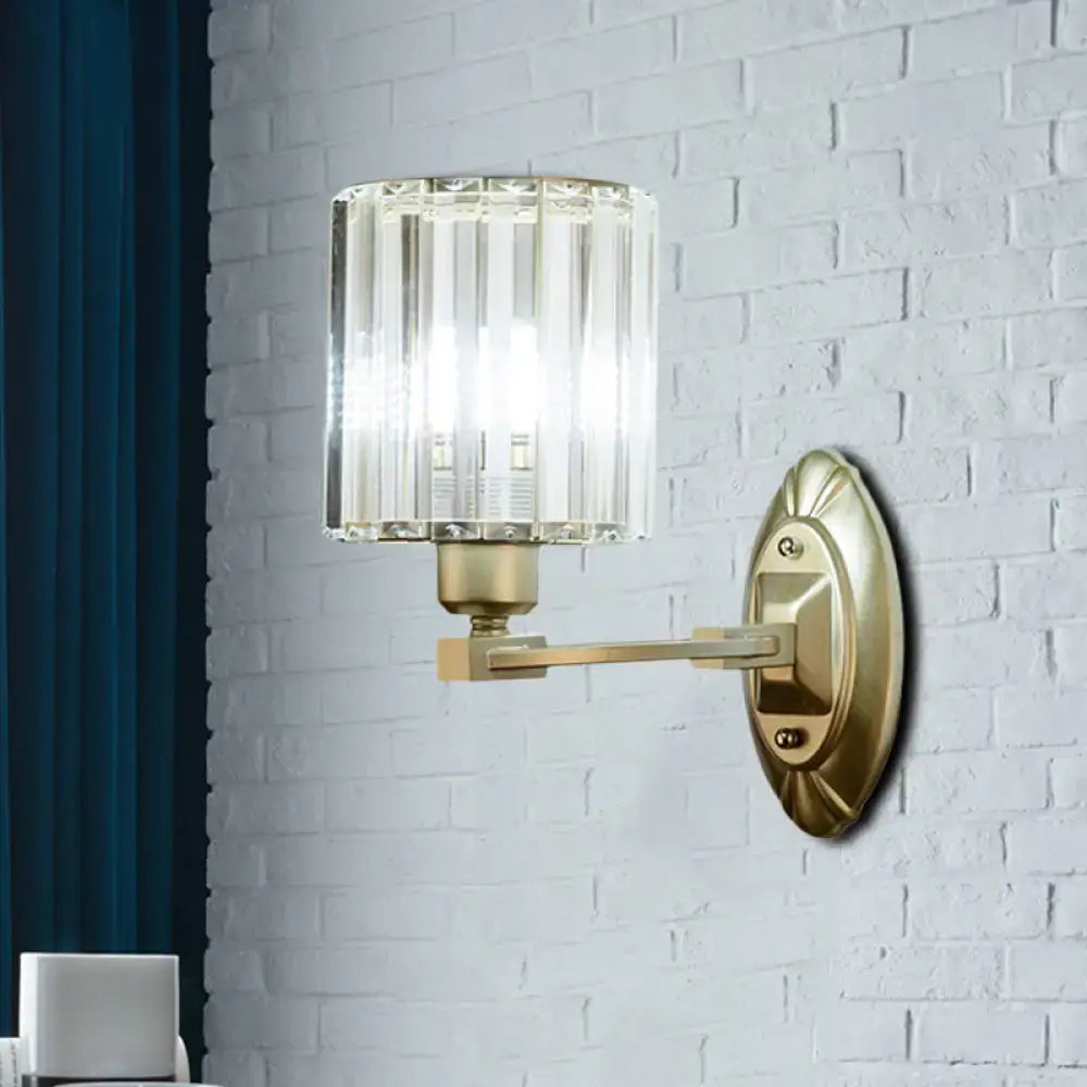 Vintage brass crystal wall light fixture for living room