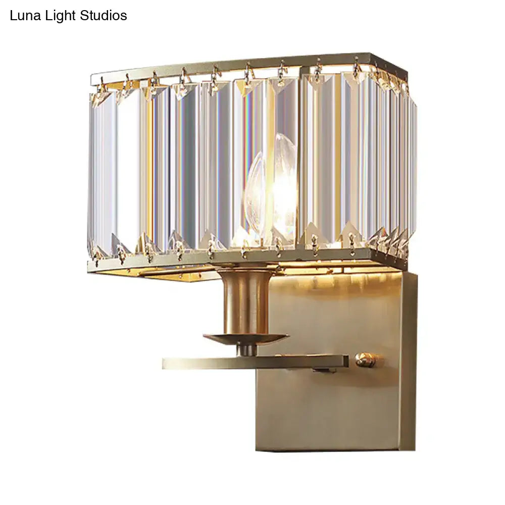 Vintage brass crystal wall sconce bedroom e12 bulb base light