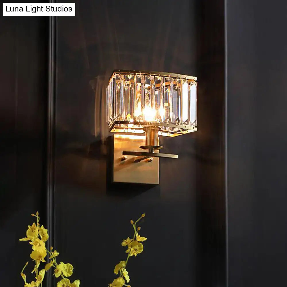 Vintage brass crystal wall sconce bedroom e12 bulb base light