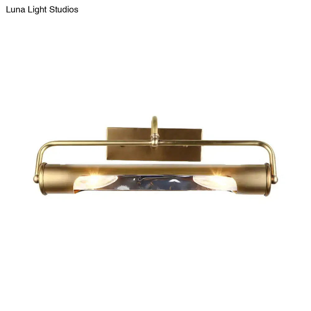 Vintage brass finish cylindrical vanity lamp for bathroom