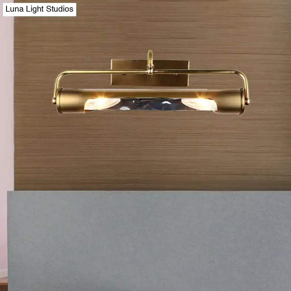 Vintage brass finish cylindrical vanity lamp for bathroom